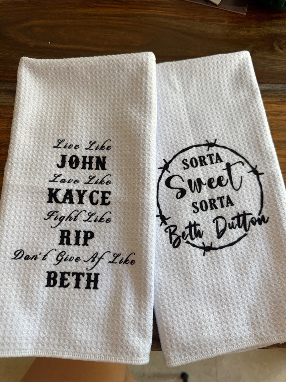 Yellowstone / Dutton Ranch White Printed Kitchen Towels - Set of 2